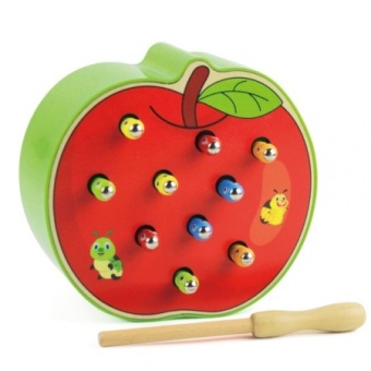 Деревянная игрушка "Поймай червяка в яблоке"